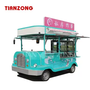 Tianzong V14 Vintage Straat Koffie Truck Voedsel Vrachtwagens Mobiele Voedsel Trailer Ce Snacks Gelato Winkelwagen