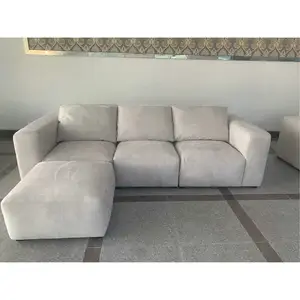 Set Sofa sudut besar 3 tempat duduk isi modern, desain modern Villa hotel furnitur sofa kain beludru ruang tamu sofa