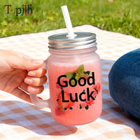 Topjlh Mug en verre dépoli, pot Mason vierge pour sublimation avec couvercle, gobelet réutilisable imprimable par transfert thermique