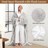 Couverture chauffante électrique en polaire avec poche pour les pieds, surdimensionnée, à porter comme un sweat à capuche, vente en gros