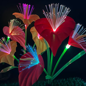 ไฟดอกไม้จำลองพลังงานแสงอาทิตย์ 3 หัว ดอกคาลล่าลิลลี่ขนาดใหญ่ ตกแต่งสวนกลางแจ้ง โคมไฟสนามสร้างบรรยากาศหลากสี - Product Image 1