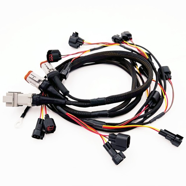Custom Automotive Wiring Harness Assembly with Braided Sleeve Connectors OEM ODM