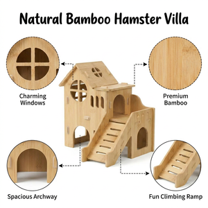 Villa di Lusso in <span class=keywords><strong>Legno</strong></span> per Piccoli Animali Domestici, Casetta per Criceti a Più Stanze, Nido Traspirante in <span class=keywords><strong>Legno</strong></span>, Habitat per Esercizio per Gerbilli e Topi - Product Image 3