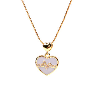 Collier pendentif <span class=keywords><strong>ECG</strong></span> en zircon plaqué or pour femme, chaîne clavicule de fréquence cardiaque pour la Saint-Valentin - Product Image 6
