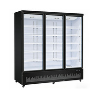 Réfrigérateur commercial vertical à porte vitrée, refroidissement par air, pour boissons, 2 ou 3 portes, vitrine réfrigérée pour supermarché