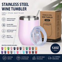 Gobelet isotherme à double paroi en forme d'œuf de 12 oz avec couvercle, personnalisable avec logo, en acier inoxydable, pour vin et boissons