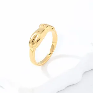 Ruigang Custom Wholesale Personalized stainless steel Human Body Shaped Jewelry Gold Plated Design Ring for women girls gifts