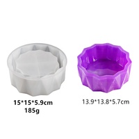 Moule en silicone 3D facile à utiliser, grand modèle élaboré de cylindre triangulaire à face ondulée et brillante pour le bricolage, vase en pot de résine de ciment