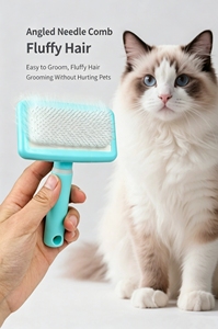 Spazzola districante per cani e gatti, pettine morbido per la rimozione del pelo e lo smacchiettamento, spazzola delicata per la rimozione del pelo in eccesso per animali domestici - Product Image 5