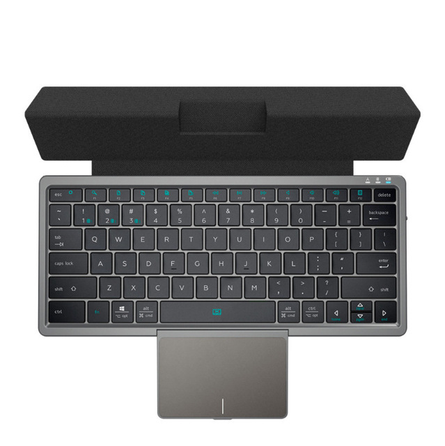 New Wireless Mini Folding Scissor Keyboard with PU Leather Holder and Hidden Touch Pad USB Type-C Keyboard for Tablet