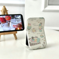Miroir de poche pliable avec imprimé cerf et lys, miroir de protection à coque rigide, miroir fin et léger pour étudiant