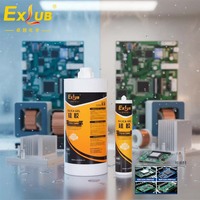 EXLUB 719 Adhésif silicone organique monocomposant en tube transparent, mastic ignifuge pour composants électroniques