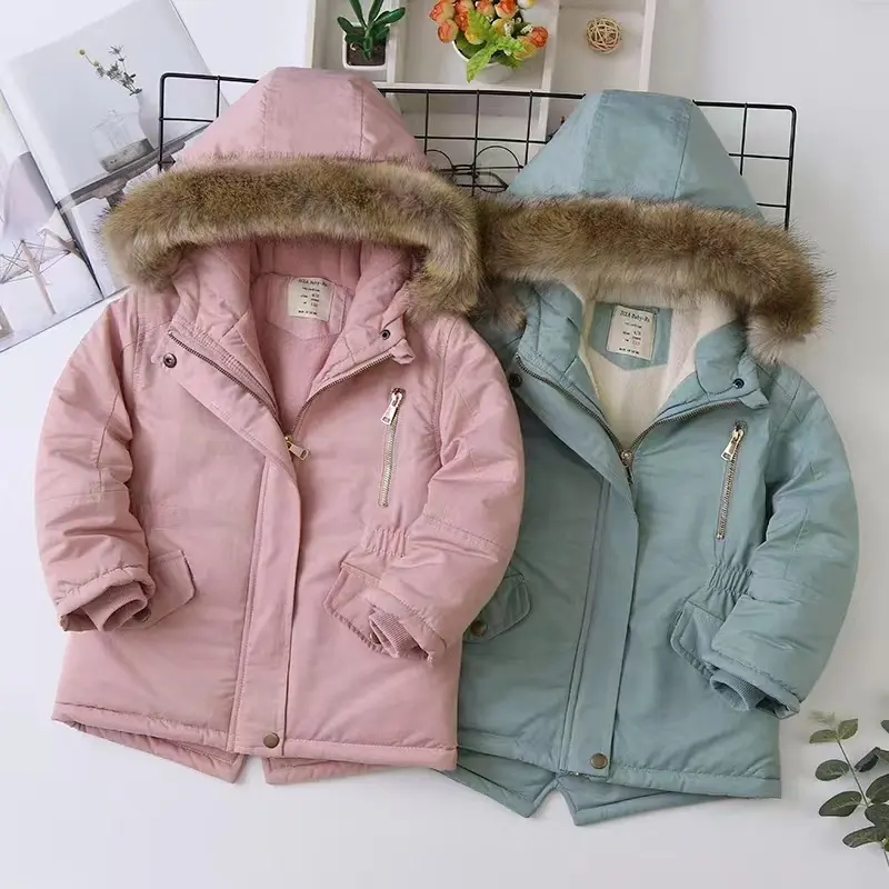 Best seller inverno peluche di cotone con cappuccio spesso misto cotone giacche 2023 bambino con cerniera cardigan cappotto giacca per adolescenti