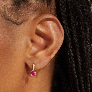 Boucles d'oreilles pendantes délicates CANNER en argent sterling 925 avec zircon rubis, plaquées or 18 carats, couleur rouge rosé, pour femme - Product Image 2