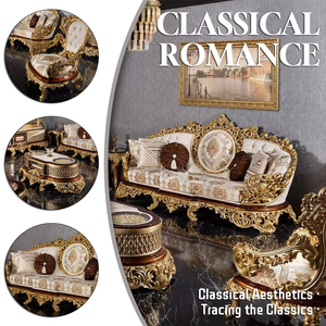 Europeo antico <span class=keywords><strong>legno</strong></span> intagliato <span class=keywords><strong>soggiorno</strong></span> <span class=keywords><strong>mobili</strong></span> divano reale componibile 3 posti divano classico Set di lusso - Product Image 2