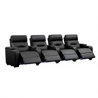 Fauteuils de cinéma modernes de luxe en cuir noir, sièges inclinables électriques pour home cinéma, canapé avec éclairage ambiant LED et porte-gobelets