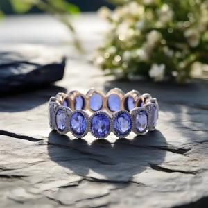 3.5X4.5MM ovale coupe laboratoire bleu saphir lunette alliance 2025 nouveau Design femmes anneaux ovale bleu saphir Vintage bandes - Product Image 2