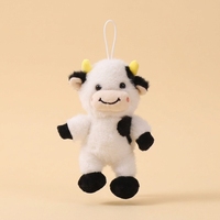 En gros, Porte-clés en peluche vache tachetée mignonne, animal en peluche doux, breloque de sac, pendentif de sac à dos, mini jouet, cadeau