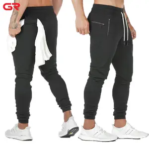 Atmungsaktive Baumwolle Polyester Kordel zug Reiß verschluss Tasche Herren Jogging hose Hose Custom Tapered Fit Outdoor Jogger hose