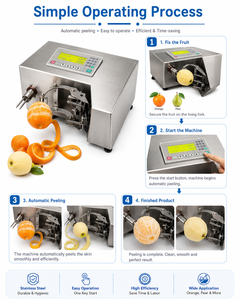 Machine à peler les fruits automatique en acier inoxydable pour orange, pomme, poire, citron, éplucheur électrique de table commercial - Product Image 2