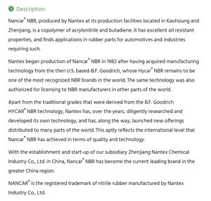 Nancar NBR Produit par Nantex/Grade 1052/Acrylonitrile moyen/élevé (33 %)/Viscosité Mooney 52/Traitement supérieur - Product Image 5