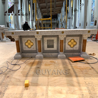 QUYANG Personnalisé Style Occidental Église Catholique Fournitures Autel En Pierre Naturelle Sculpté À La Main En Marbre Autels Table