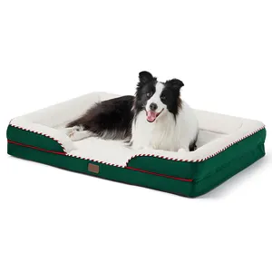 Proveedor de mascotas Premium, venta al por mayor, camas navideñas para mascotas, cama ortopédica de lujo para perros de Material personalizado para grandes