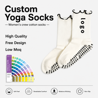Calcetines de Yoga con Puño Fruncido y Logotipo Personalizado de Fábrica, Calcetines de Pilates de Algodón Tejido con Silicona Antideslizante para Mujer, Calcetines Deportivos de Primavera