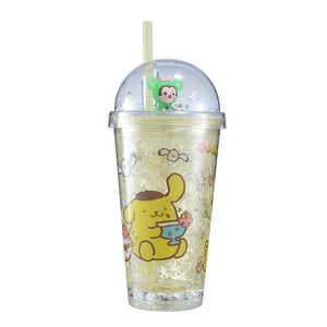 Double Walled Plastic Cup With Cartoon Characters 500Ml For Students Summer Use - Product Image 5