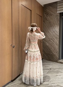 Vestido Largo Elegante Vintage para <span class=keywords><strong>Mujer</strong></span> Bettergirl, Diseño con Cinturón, Manga Larga, Casual, para Uso Diario, Primavera/Verano, Cuello Redondo, Malla - Product Image 4