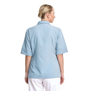 Mujer personalizada Scrubs Tops cremallera oculta Polo cuello Cardigan camiseta media manga más tamaño uniforme médico - Product Image 4