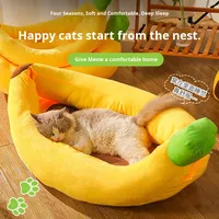 Lit pour chat de type banane, canapé pour animaux de compagnie, coussin doux et confortable, peluche, amovible, lavable, durable, écologique, hiver