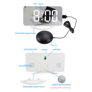 Réveil du <span class=keywords><strong>matin</strong></span> horloges d'oreiller lumineux Snooze Normal secoueur de luxe Unique personnalisé son miroir noir 2 Led alarme Am Fm horloge - Product Image 3