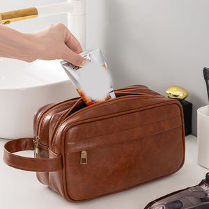 Luxury Handheld Cosmetic <b>Bag</b> Large Capacity Wet & Dry <b>Storage</b> <b>Bag</b> Waterproof Outdoor <b>Travel</b> PU Men's Wash <b>Bag</b> - Product Image 2