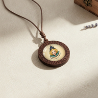 Collier en bois personnalisable style clown de cirque vintage, corde tressée à la main, chaîne de pull ambiance niche
