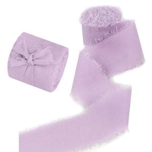 Rollo de cinta de seda de gasa con borde deshilachado para envolver decoración navideña de gran cantidad impresa personalizada - Product Image 3