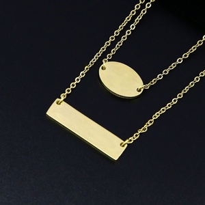 Collier superposé classique en acier inoxydable plaqué or 2019 avec maillons ovales et barres vierges pour femme - Cadeau et fête d'anniversaire - Product Image 4