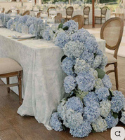 Rangkaian Bunga Pernikahan Mawar Sutra Biru Buatan Hydrangea Bunga Buatan untuk Dekorasi Meja Pernikahan Acara