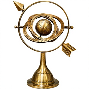 Sphère armillaire du zodiaque en laiton avec anneau flèche, globe céleste, sculpture d'astrologie - Product Image 1