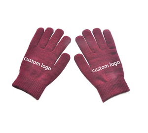 Guantes clásicos de acrílico rosa con logotipo personalizable Adecuado para deportes al aire libre y vida diaria/trabajo - Product Image 1