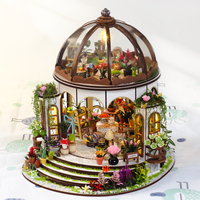 Kit de maison miniature DIY Dôme Jardin de fleurs avec lumière LED, Kit miniature de maison de poupée DIY, Kit de modélisme 3D en bois pour adultes