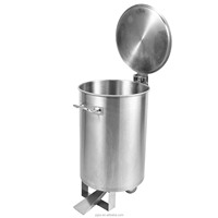Poubelle commerciale en acier inoxydable avec couvercle, pédale et roulettes pour restaurant, cuisine et restauration
