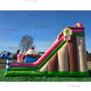 Huatong phim hoạt hình màu hồng Ice Cream chủ đề nảy lâu đài <span class=keywords><strong>Inflatable</strong></span> trượt trượt combo màu hồng kẹo ngọt <span class=keywords><strong>Inflatable</strong></span> trượt cho trẻ em - Product Image 3