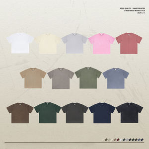 เสื้อยืดคอกลมทรงโอเวอร์ไซส์ผ้าฝ้ายคุณภาพสูง 100% สไตล์วินเทจฟอกสี สำหรับพิมพ์โลโก้ตามสั่ง - Product Image 4