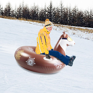 Winter Outdoor Fun Inflatable Eco-Friendly Husky Dog <strong>Snow</strong> <strong>Tube</strong> 118x87cm Freeze-Resistant with Handles - Product Image 2