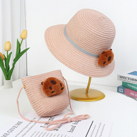 Enfants dessin animé poupées été plage seau casquettes traversant corps sacs de paille à l'extérieur petites pochettes Kapibala papier paille chapeaux sacs ensembles