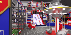 Aire de jeux intérieure commerciale pour enfants, équipement de parc d'attractions avec double toboggan interactif en plastique pour écoles - Product Image 3
