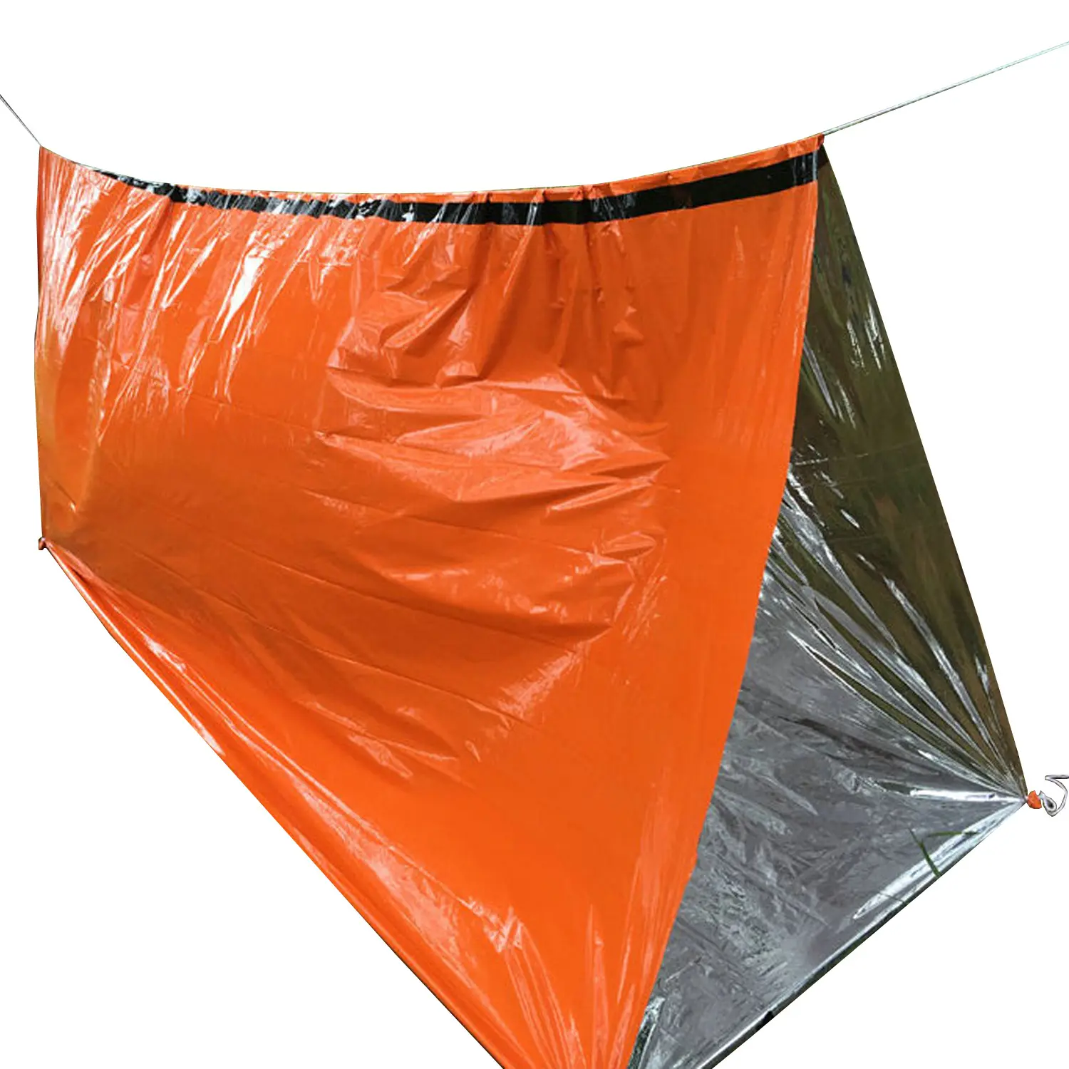 Abri thermique en Mylar, dispositif de survie, revêtement thermique réfléchissant, contre le froid, convient aux 2 adultes, dimensions 8X3 pouces