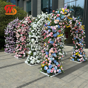 Arrangement floral carré en soie artificielle lisse, rose et hortensia, fait à la main, écologique, décoration d'arche de mariage - Product Image 5