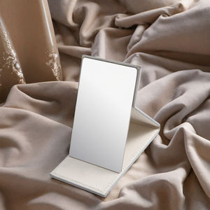 Espejo cosmético grande de <span class=keywords><strong>cuero</strong></span> <span class=keywords><strong>PU</strong></span> de fábrica original, soporte de escritorio personalizado, espejo de maquillaje, espejo compacto decorativo - Product Image 3